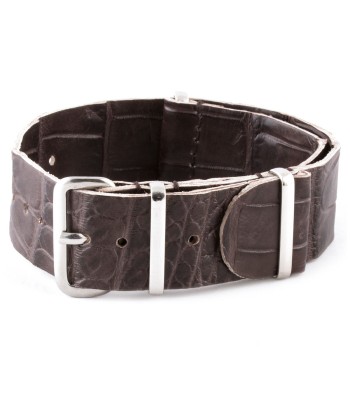 Bracelet-montre Nato 100% Wild cuir - Alligator sauvage (noir, marron, bleu, gris...) livraison gratuite