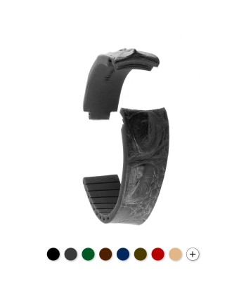 Rolex – Bracelet montre cuir R Strap – Alligator corné (noir, marron, bleu, gris, rouge, vert...) brillant des détails fins