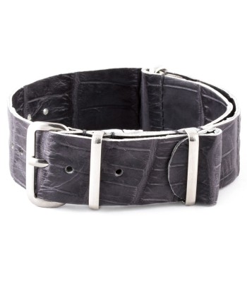 Bracelet-montre Nato 100% Wild cuir - Alligator sauvage (noir, marron, bleu, gris...) livraison gratuite