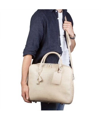 Sac porte documents cuir - Crocodile porosus beige s'inspire de l'anatomie humaine