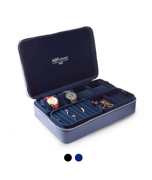 Watch and jewelry box "Vendôme" - Travel case for 4 watches - Blue, black s'inspire de l'anatomie humaine