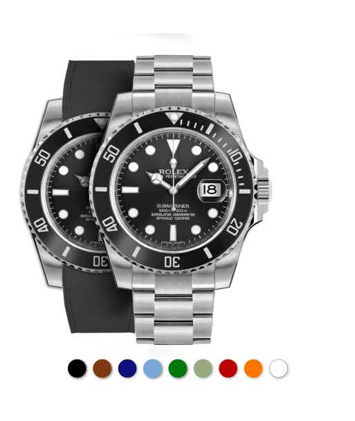 Rolex – R strap Premium - Bracelet-montre caoutchouc motif cordura pour Submariner 40mm non-ceramique (pre 2010) & boucle Oyster Profitez des Offres !