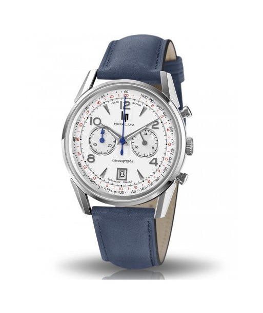 Montre Lip - Himalaya 40mm chronographe blanc / bleu pas chere